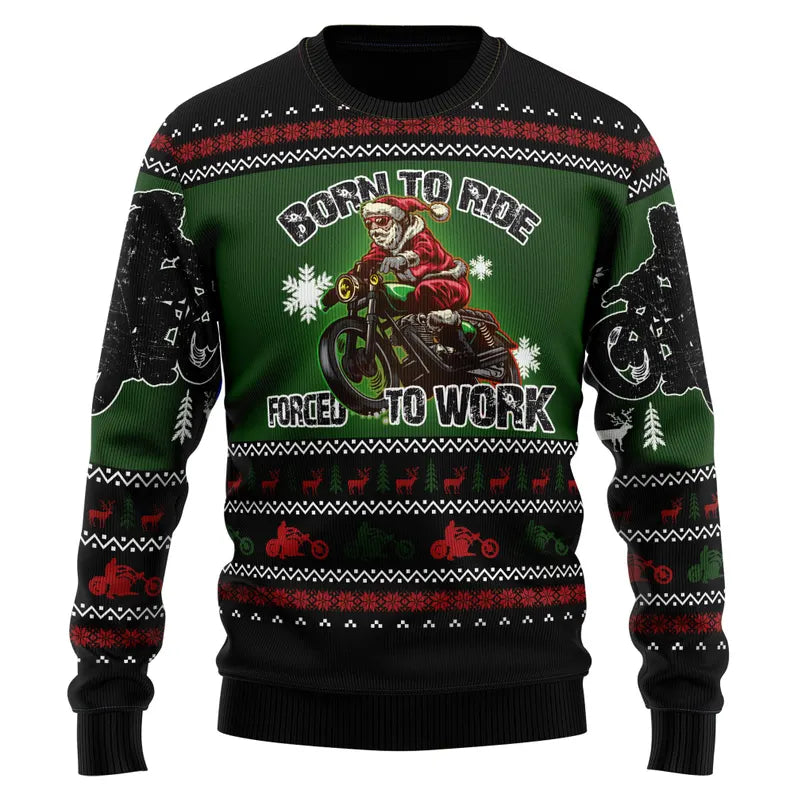 unny Santa Motorcycle Ugly Sweater